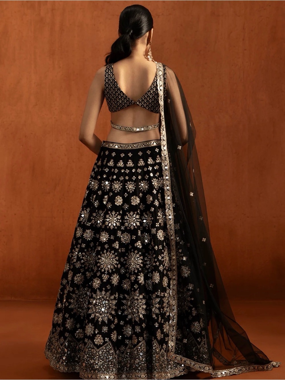 Embellished Black Velvet Bridal Skirt
